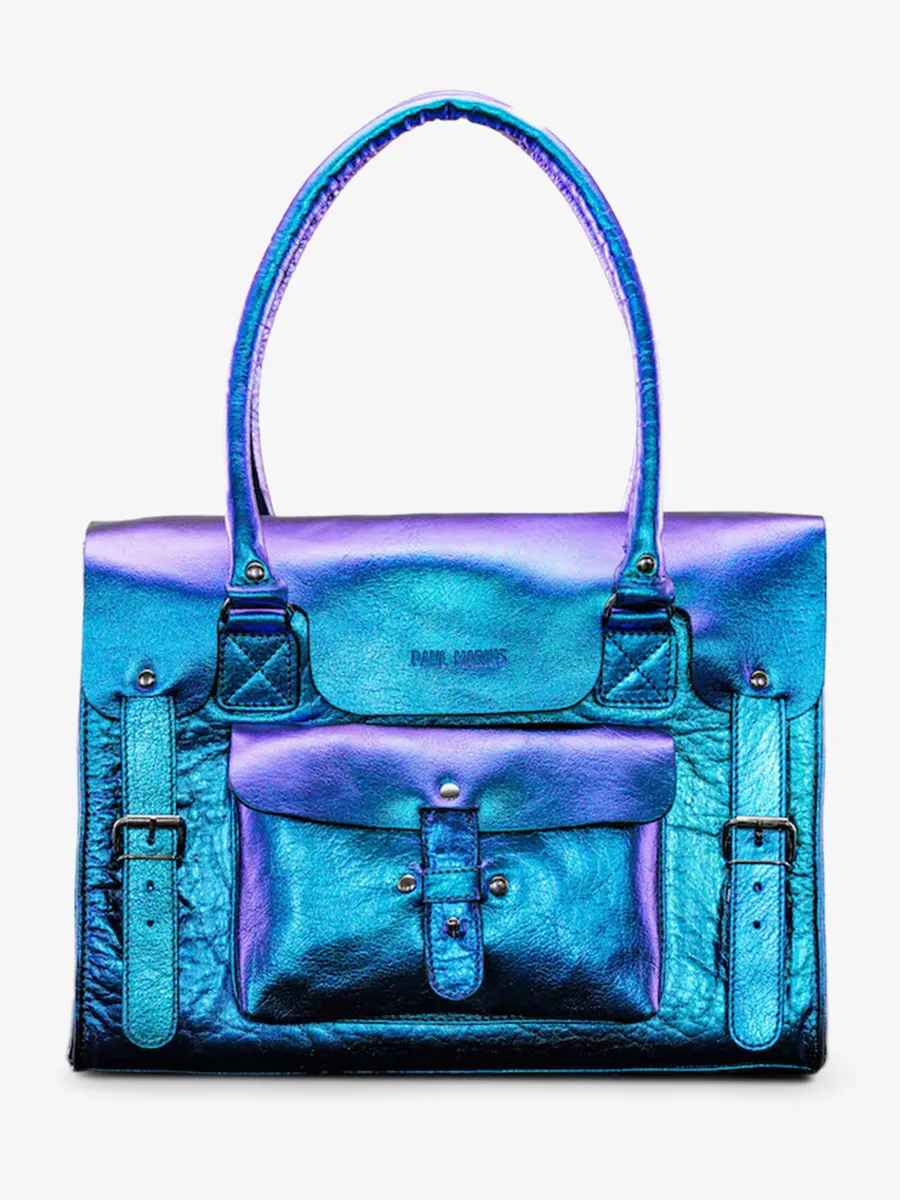 SAC BANDOULIÈRE CUIR BLEU FEMME LeRive Gauche - M - Scarabée