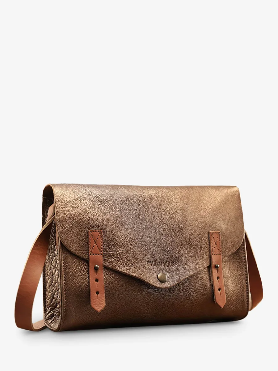 SAC BANDOULIÈRE CUIR FEMME CUIVRÉ L'Indispensable - Cuivré