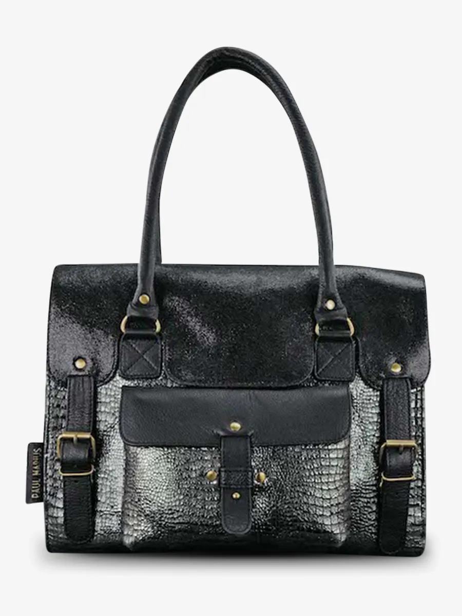 SAC BANDOULIÈRE CUIR FEMME  LeRive Gauche - M - Onyx