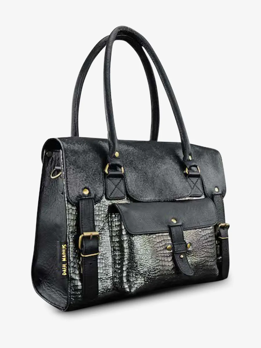 SAC BANDOULIÈRE CUIR FEMME  LeRive Gauche - M - Onyx