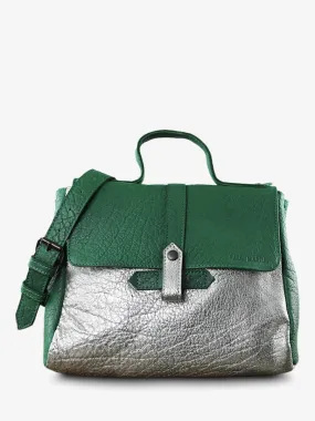 SAC BANDOULIÈRE CUIR FEMME VERT,ARGENTÉ LeCorneille - Vert Jungle / Argenté