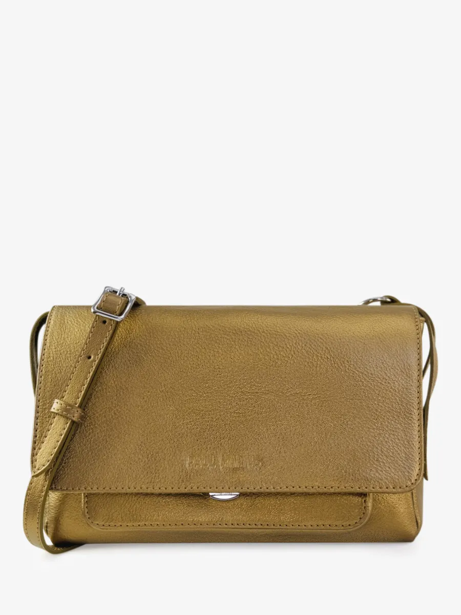 SAC BANDOULIÈRE CUIR MÉTALLISÉ DORÉ FEMME Diane S - Bronze