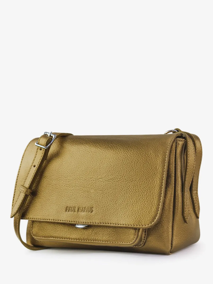 SAC BANDOULIÈRE CUIR MÉTALLISÉ DORÉ FEMME Diane S - Bronze