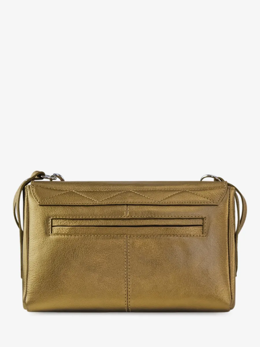 SAC BANDOULIÈRE CUIR MÉTALLISÉ DORÉ FEMME Diane S - Bronze