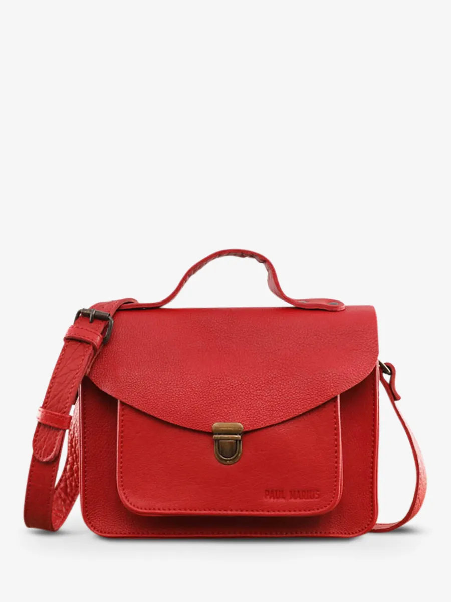 SAC BANDOULIÈRE CUIR ROUGE FEMME Mademoiselle George - Rouge Carmin