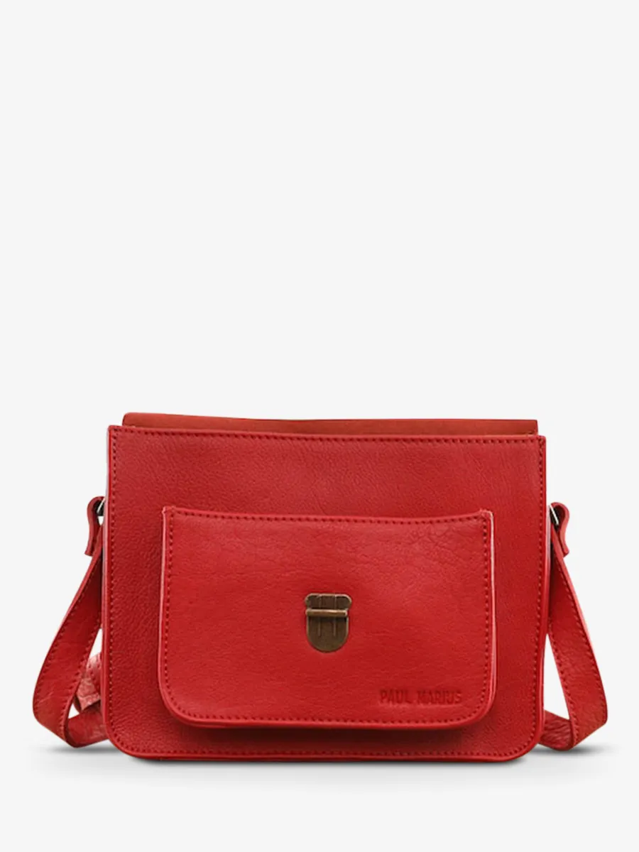 SAC BANDOULIÈRE CUIR ROUGE FEMME Mademoiselle George - Rouge Carmin