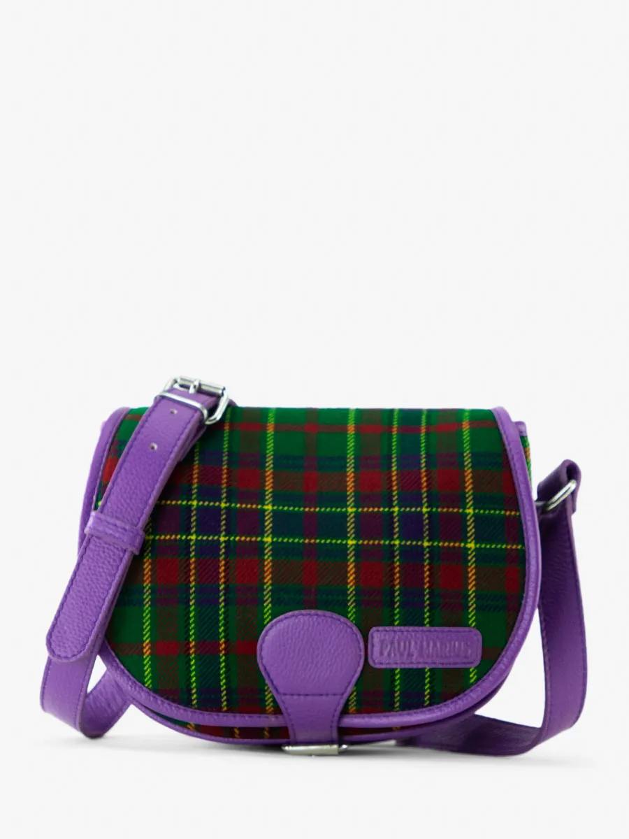 SAC BANDOULIÈRE CUIR VIOLET ET TISSU TARTAN LeBohémien - Versus