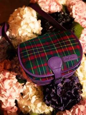 SAC BANDOULIÈRE CUIR VIOLET ET TISSU TARTAN LeBohémien - Versus