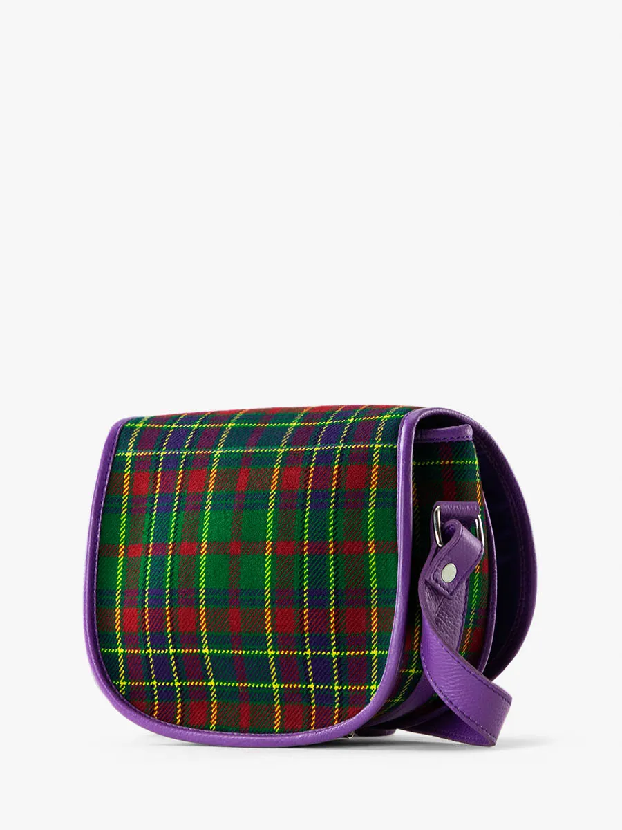 SAC BANDOULIÈRE CUIR VIOLET ET TISSU TARTAN LeBohémien - Versus