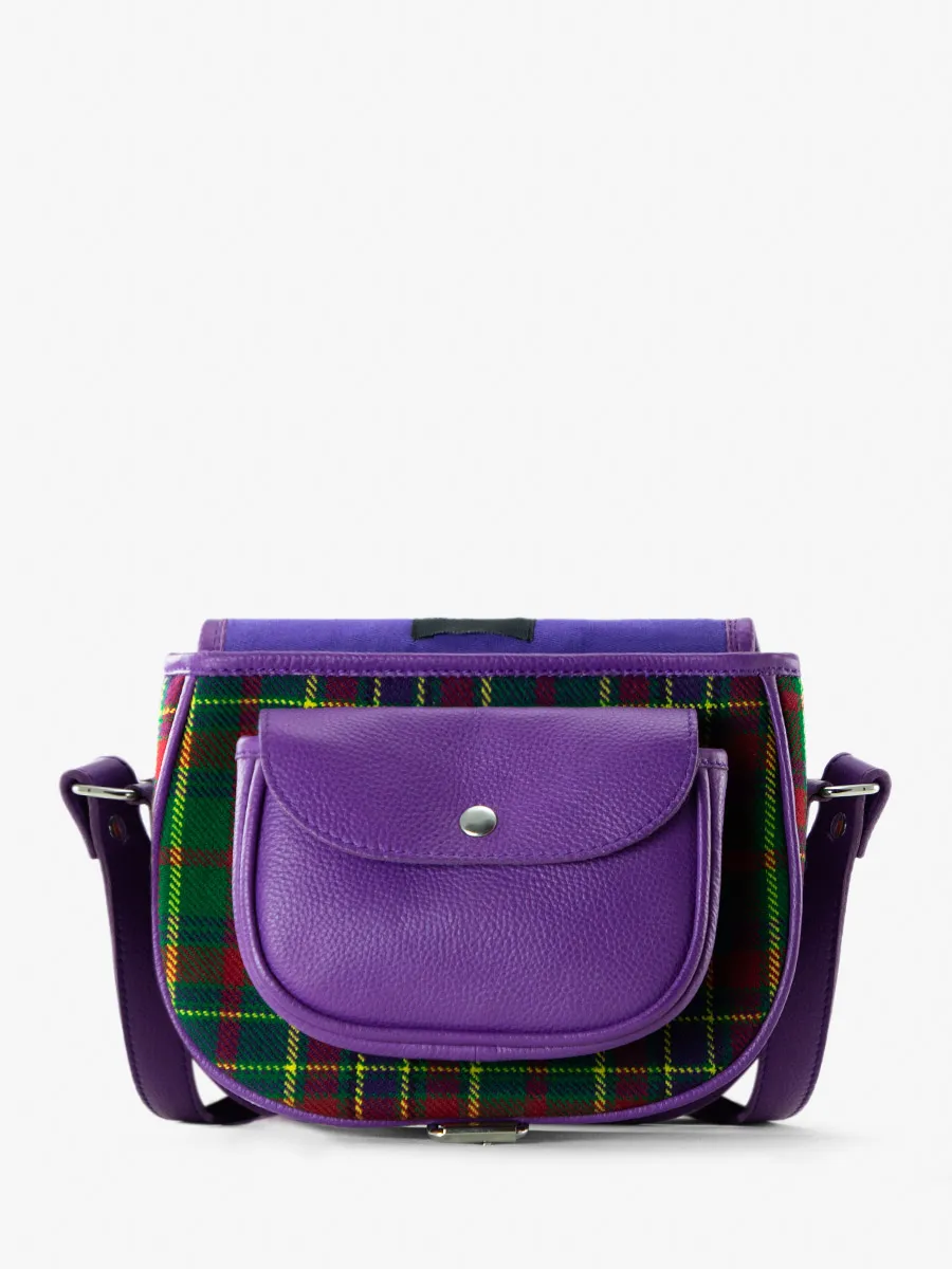 SAC BANDOULIÈRE CUIR VIOLET ET TISSU TARTAN LeBohémien - Versus