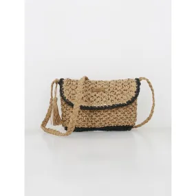 Sac bandoulière en raphia mediteraz beige noir femme - Barts | wimod