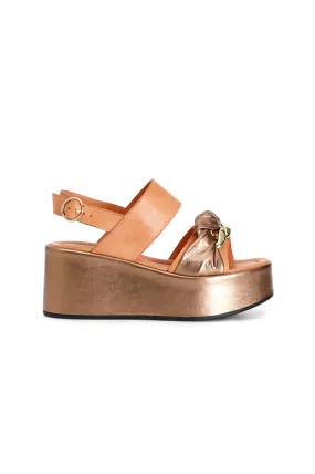 sandales monacales en cuir avec chaîne multi bronze - CafèNoir