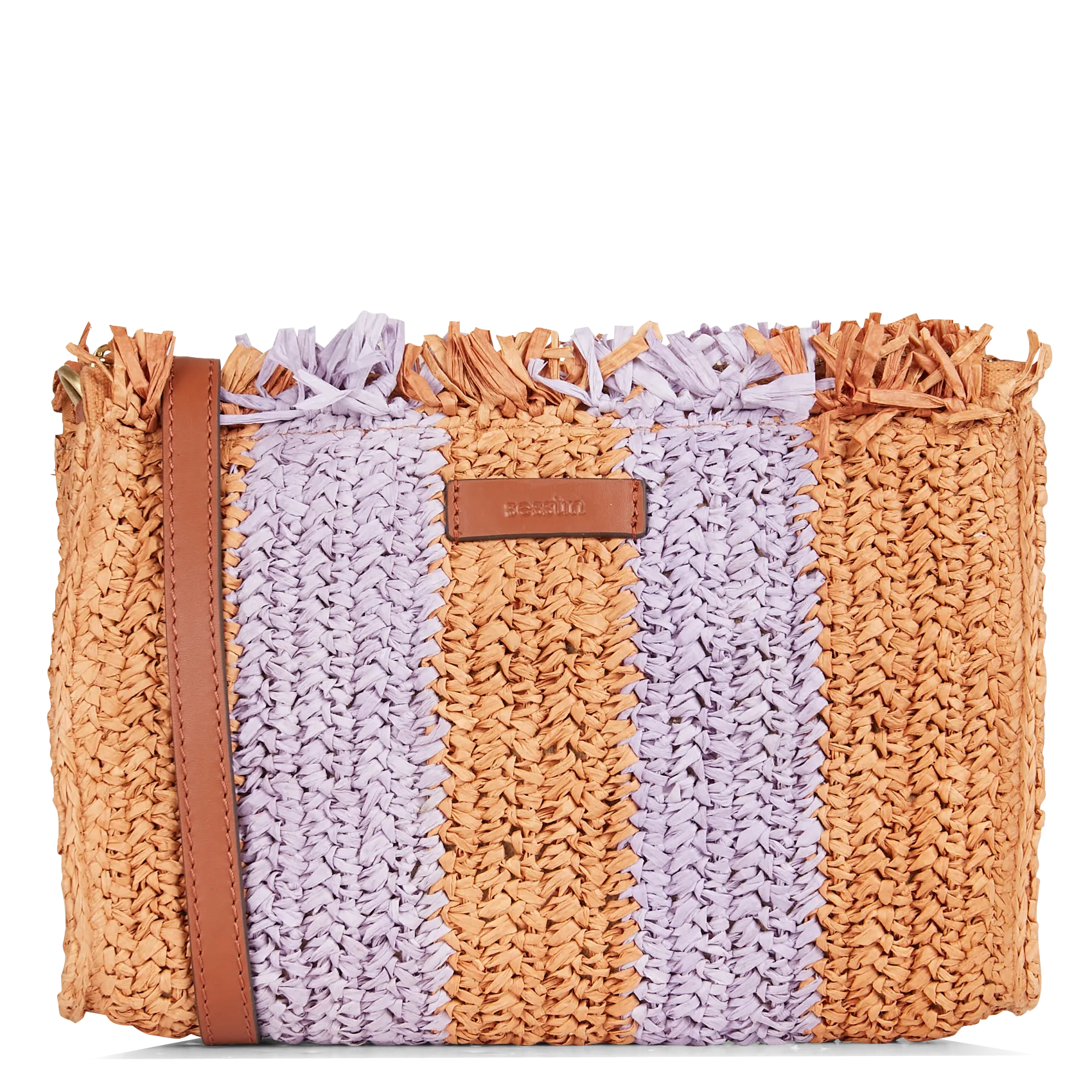 SESSUN  Sac bandoulière en raphia mélangé cuir farawamimi st - Violet