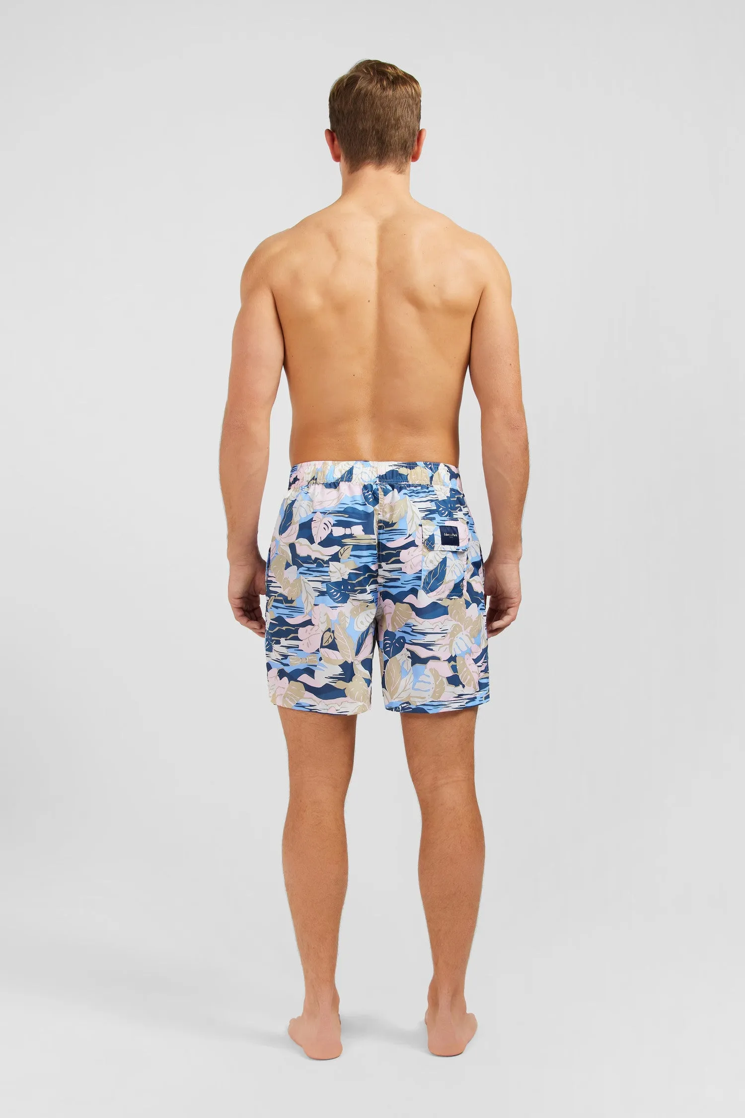 Short de bain rose imprimé exclusif tropical