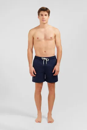 Short de bain uni détail bandes tricolores