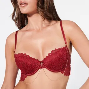 Soutien-gorge push-up en dentelle avec bijou