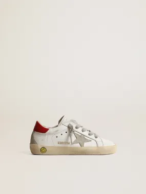 Super-Star Junior avec étoile en daim et contrefort en cuir rouge | Golden Goose