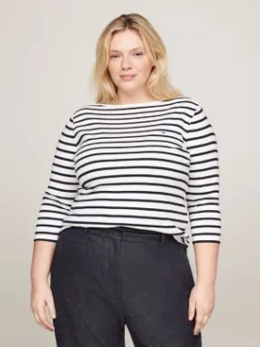 T-shirt Curve manches trois-quarts col bateau | Blanc | Tommy Hilfiger