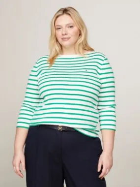 T-shirt Curve manches trois-quarts col bateau | Vert | Tommy Hilfiger