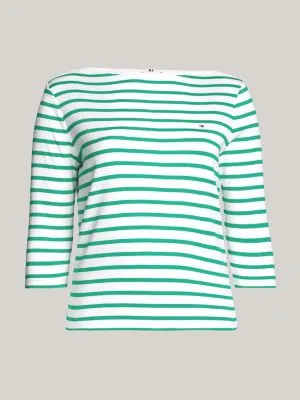 T-shirt Curve manches trois-quarts col bateau | Vert | Tommy Hilfiger