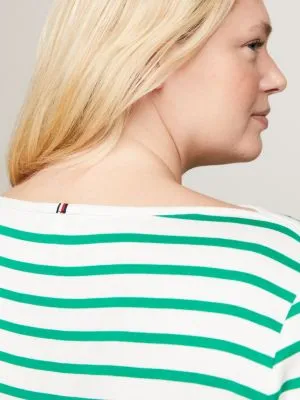 T-shirt Curve manches trois-quarts col bateau | Vert | Tommy Hilfiger