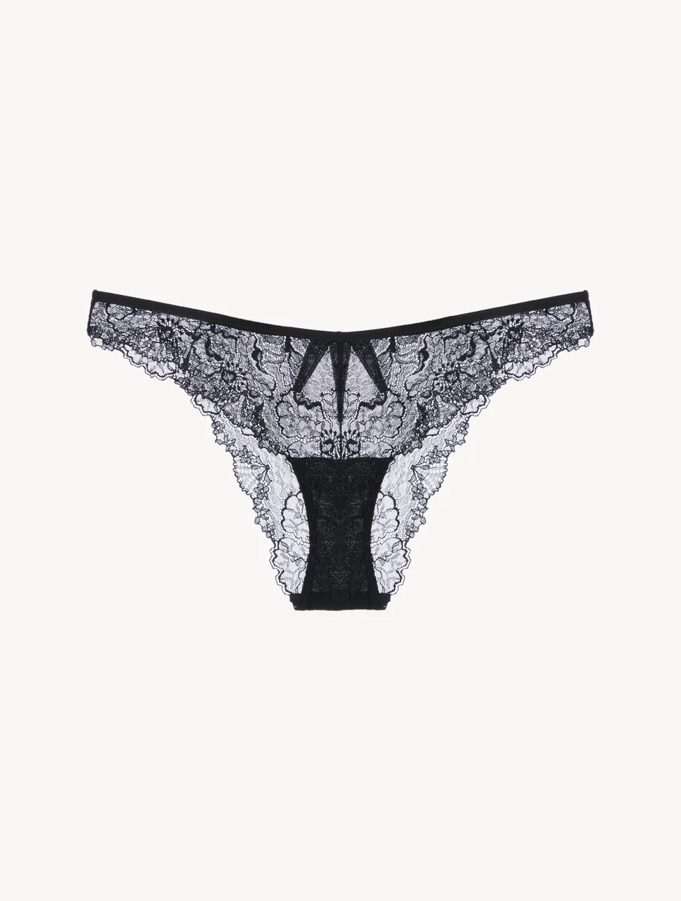 Tanga en noir avec dentelle Leavers