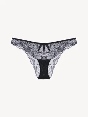 Tanga en noir avec dentelle Leavers