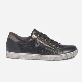 Tennis CAPRICE noire en cuir avec effet python - Baskets / Tennis Femme | ERAM