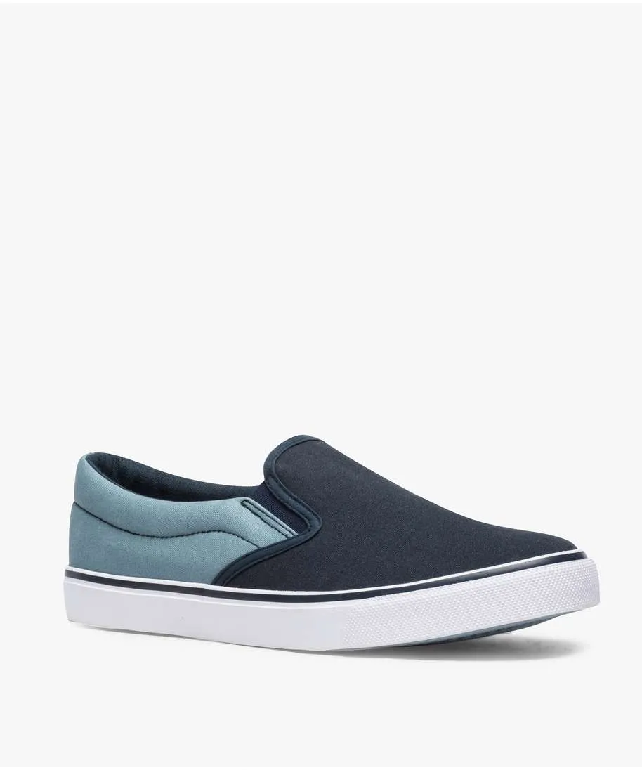 tennis homme en toile facon slip-on bicolores bleu baskets et tennis