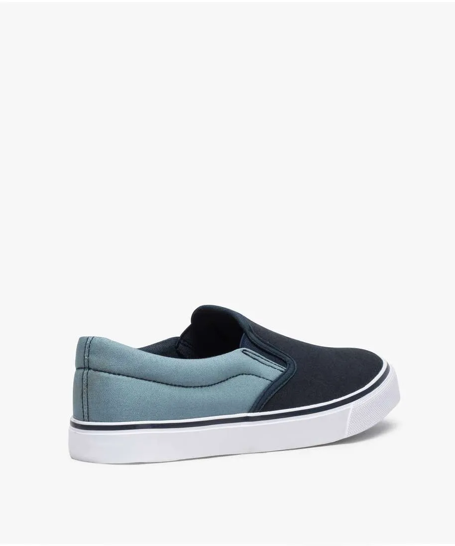 tennis homme en toile facon slip-on bicolores bleu baskets et tennis