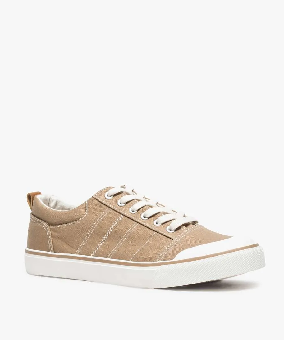 tennis homme en toile unie a bout renforce beige baskets et tennis