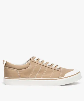 tennis homme en toile unie a bout renforce beige baskets et tennis