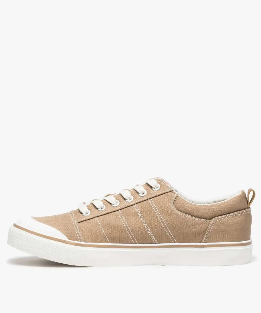 tennis homme en toile unie a bout renforce beige baskets et tennis