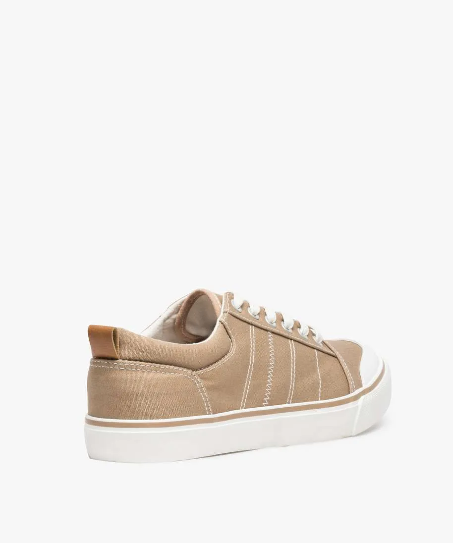 tennis homme en toile unie a bout renforce beige baskets et tennis