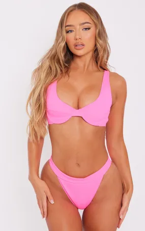 Top de maillot de bain en néoprène rose vif à armatures