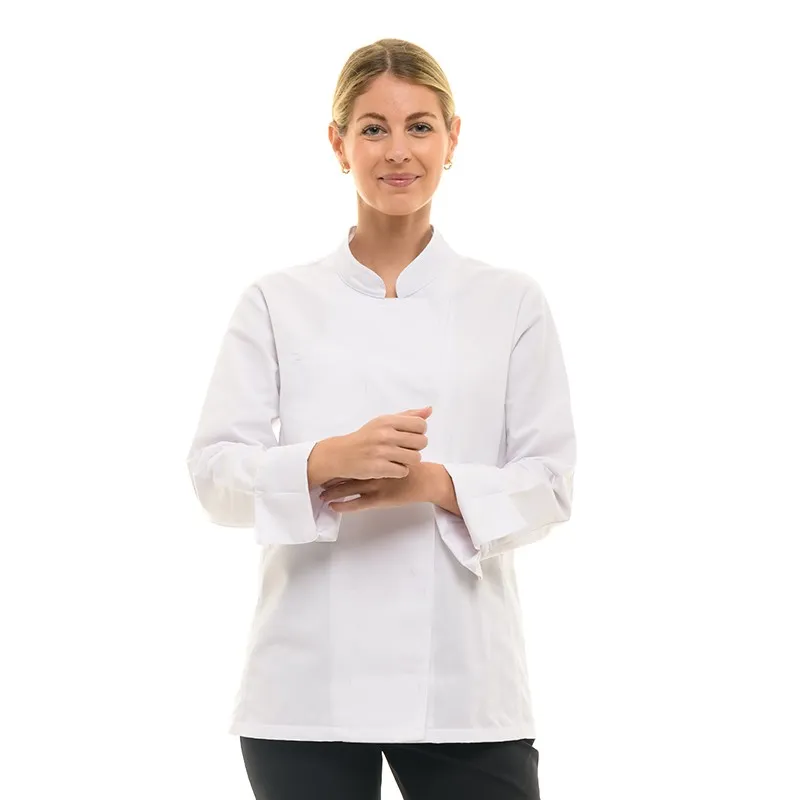 Veste de Cuisine Femme Californie à Manches Longues Blanche - MANELLI